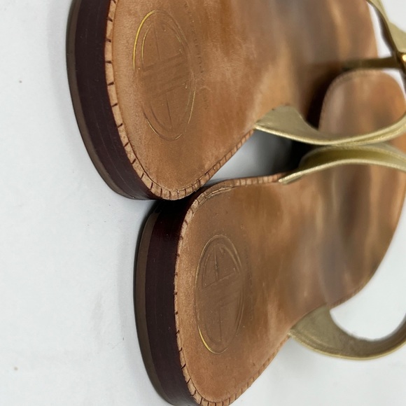 Lilly Pulitzer Via Palm Beach Leather Sandals Gold with Gold Ring 10 M - Picture 8 of 9